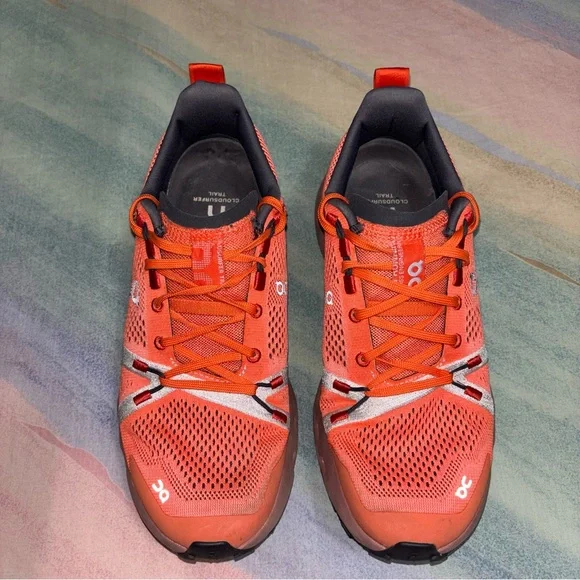 On Cloudsurfer Trail Running Shoes Womens Size 9 Flame Dustrose - Picture 4 of 9